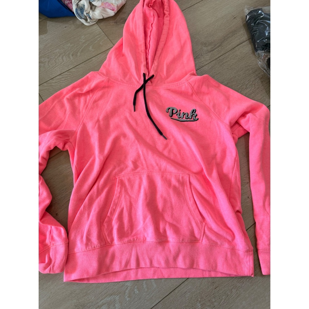 Victoria's Secret PINK Neon Pink Pullover Hoodie Sweatshirt Logo Large 240
